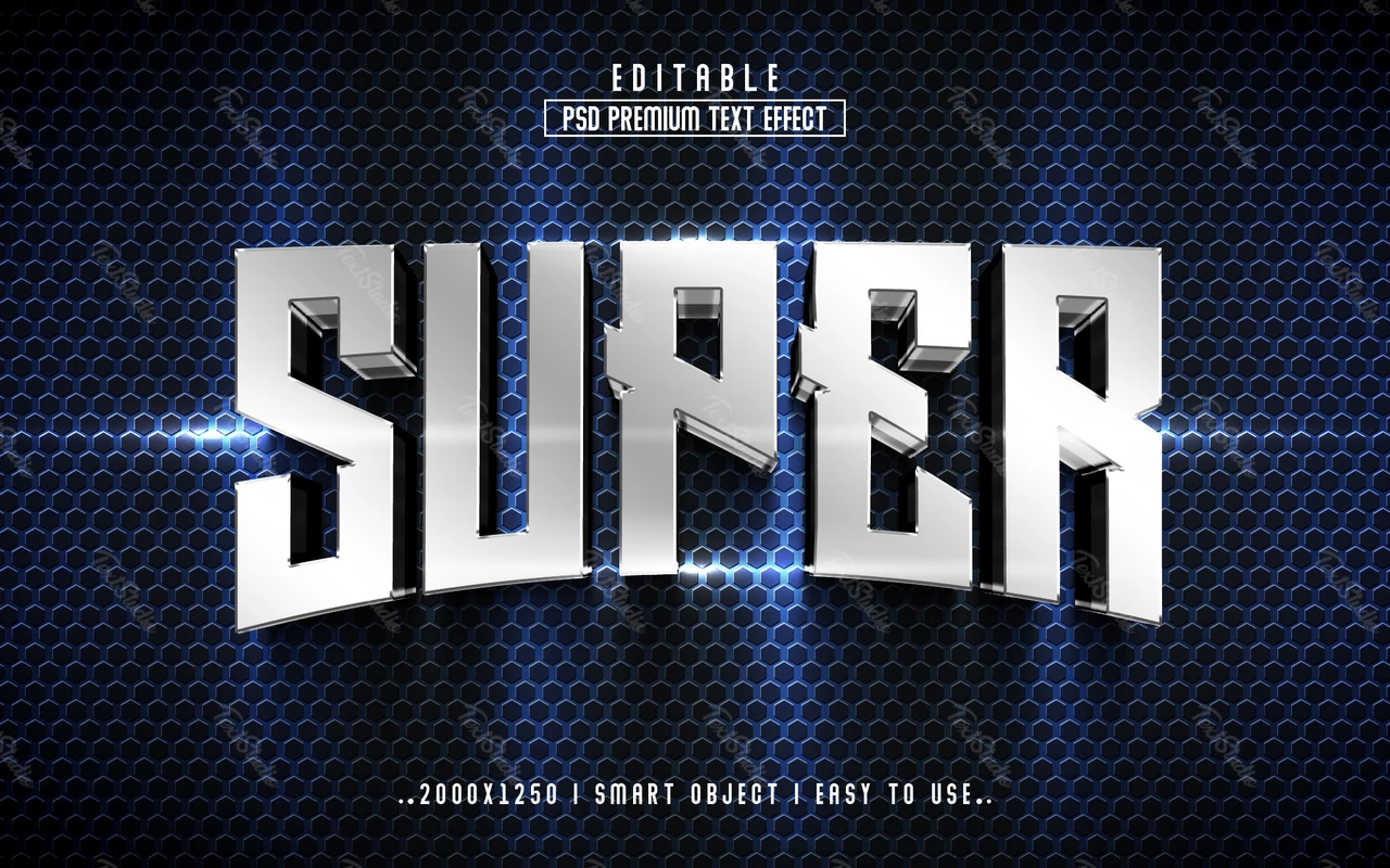 Super Sports Domed Silver 3D Text Effect