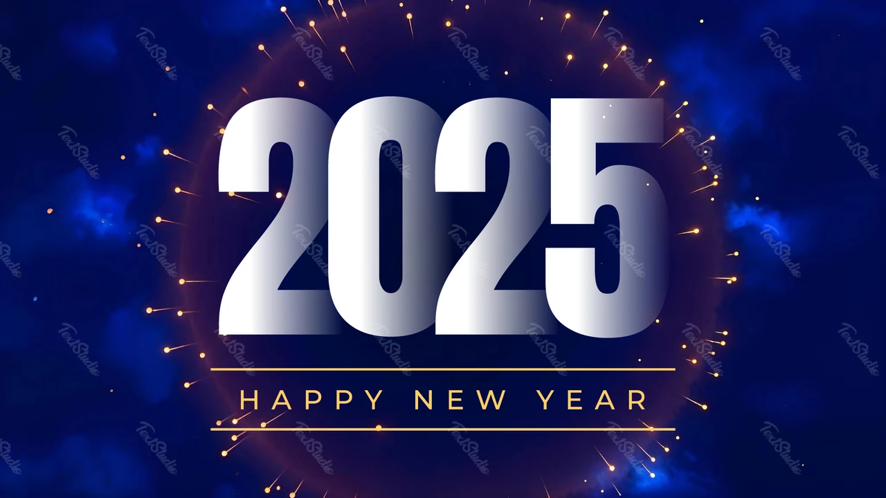Efecto de texto chispeante de celebración del año nuevo