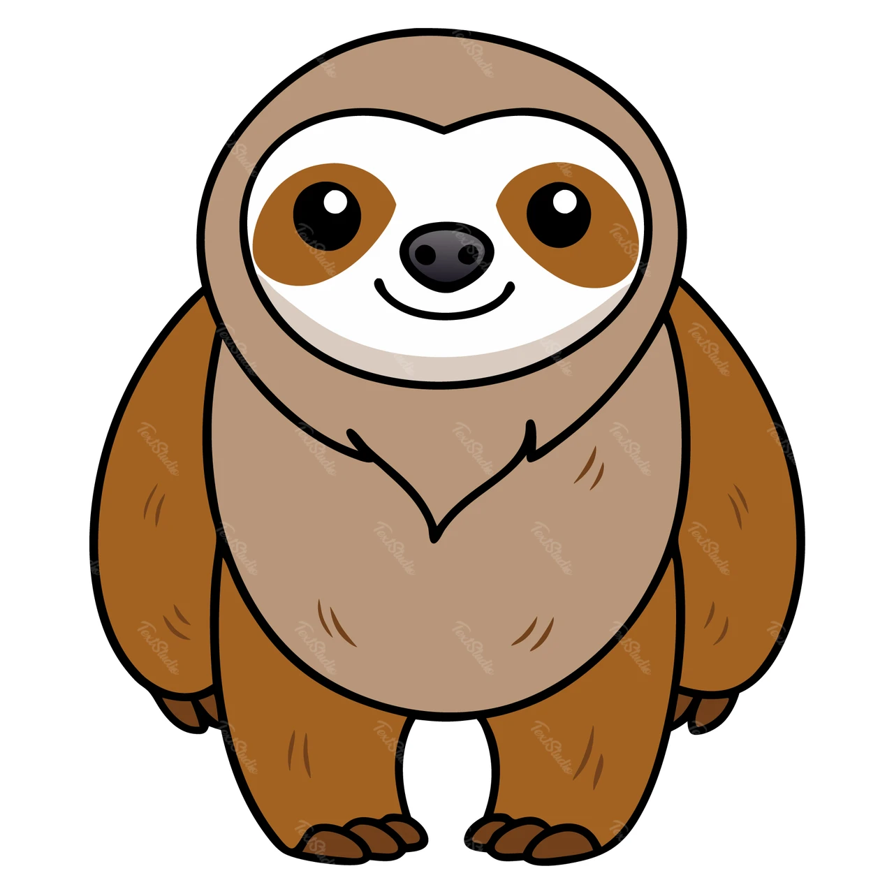 かわいい漫画のナマケモノのキャラクターイラスト