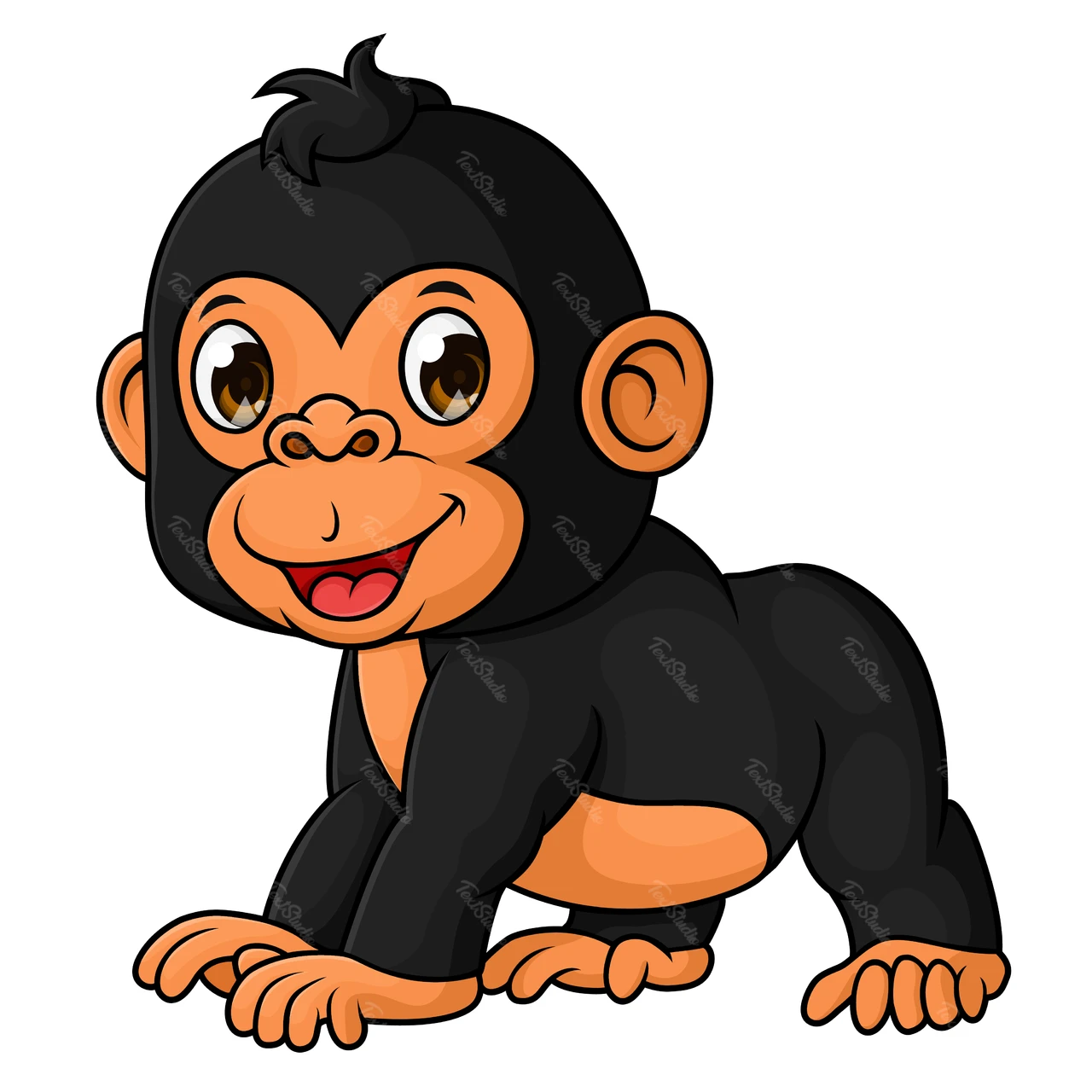 Ilustração de macaco bebê fofo em estilo cartoon