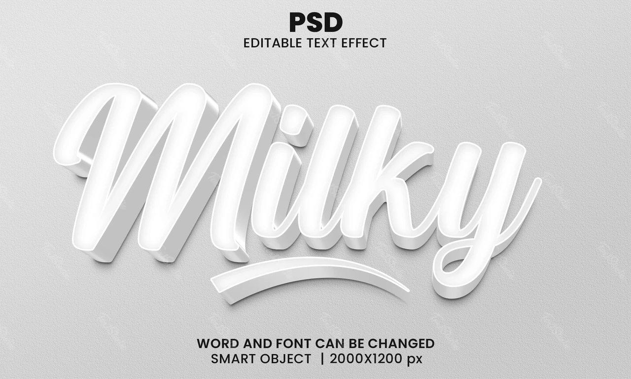 Milky Grey 3D Text Effect