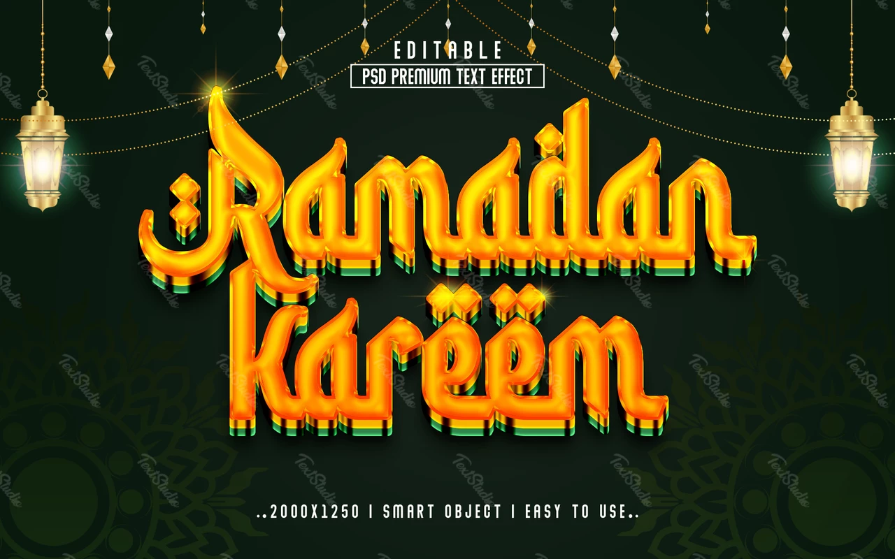 Ramadan kareem oriental doré 3d effet texte