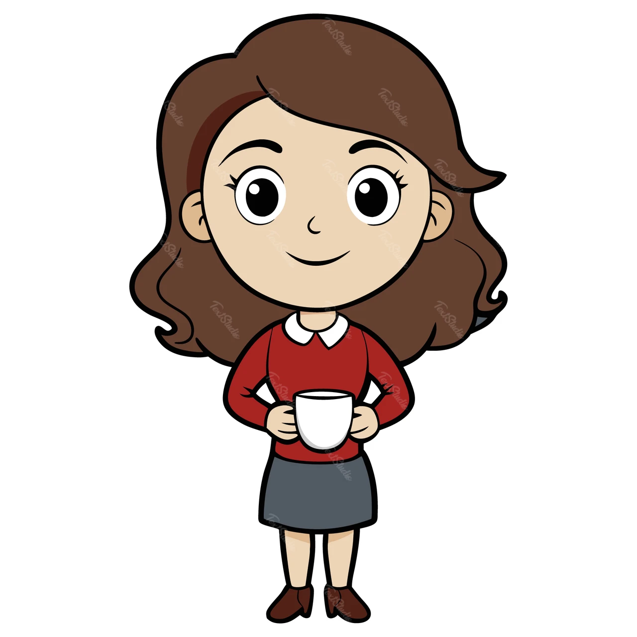 コーヒーのイラストを持つ漫画のキャラクター