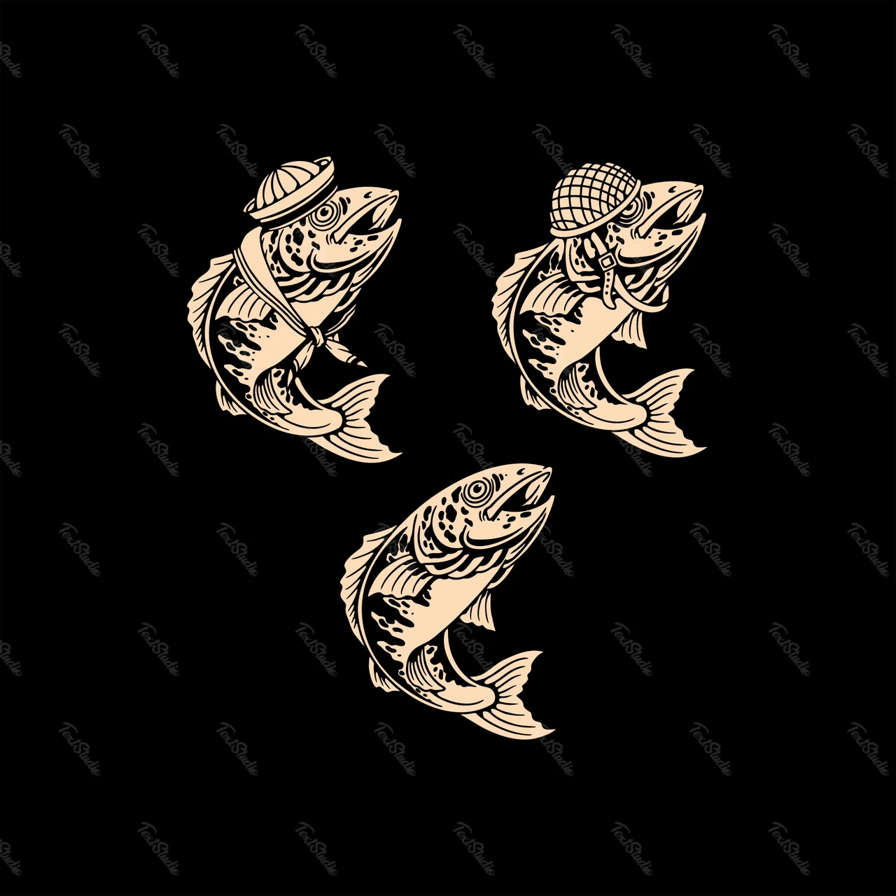 Set de tatuajes de peces caprichosos