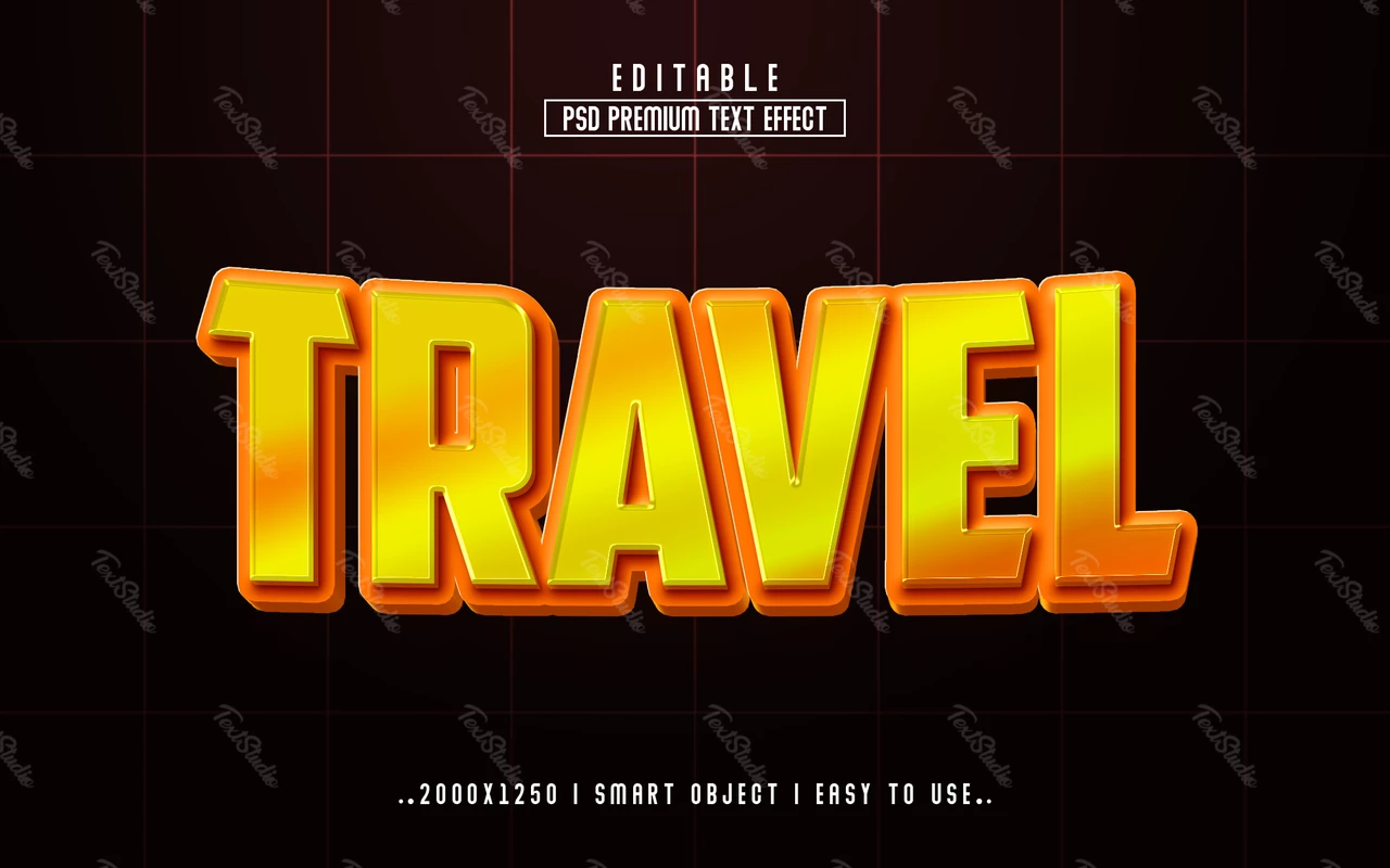 Travel Golden Hero Text Effect