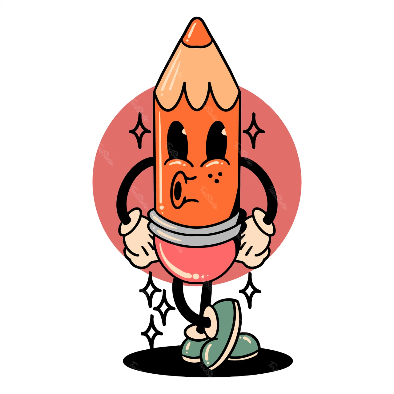 Happy Pencil Character