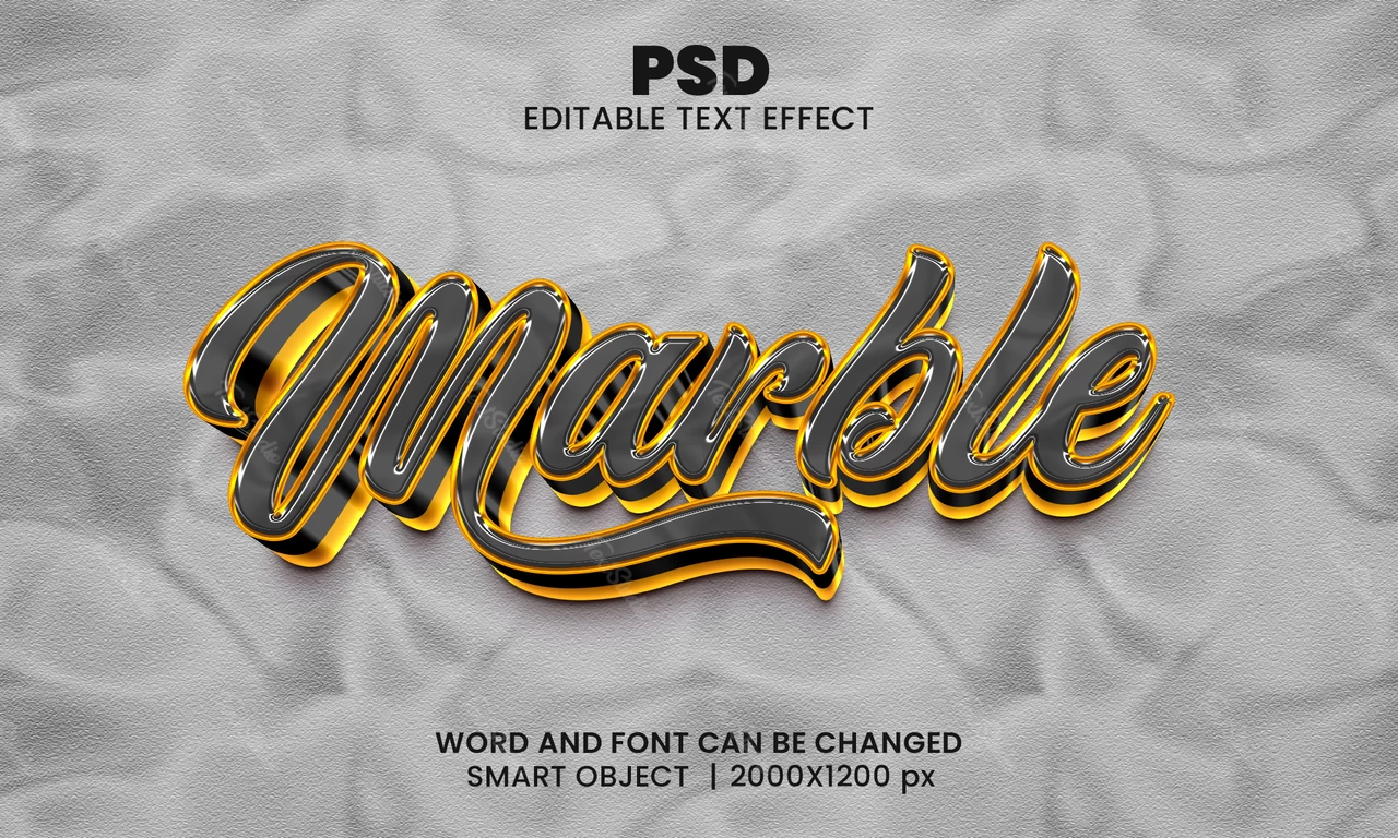 Effet de texte 3d marbre doré