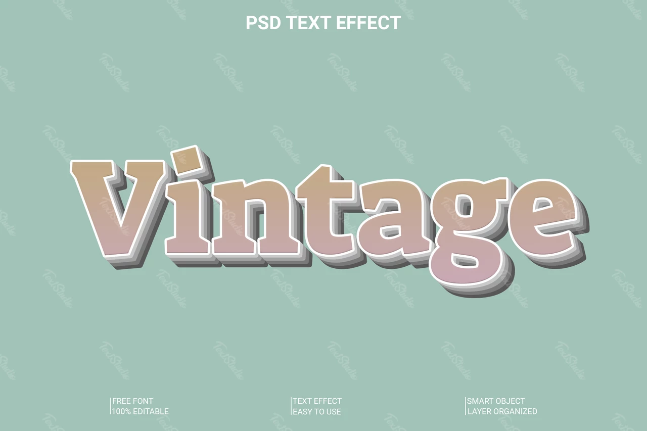 Efeito de estilo de fonte vintage pastel 3d