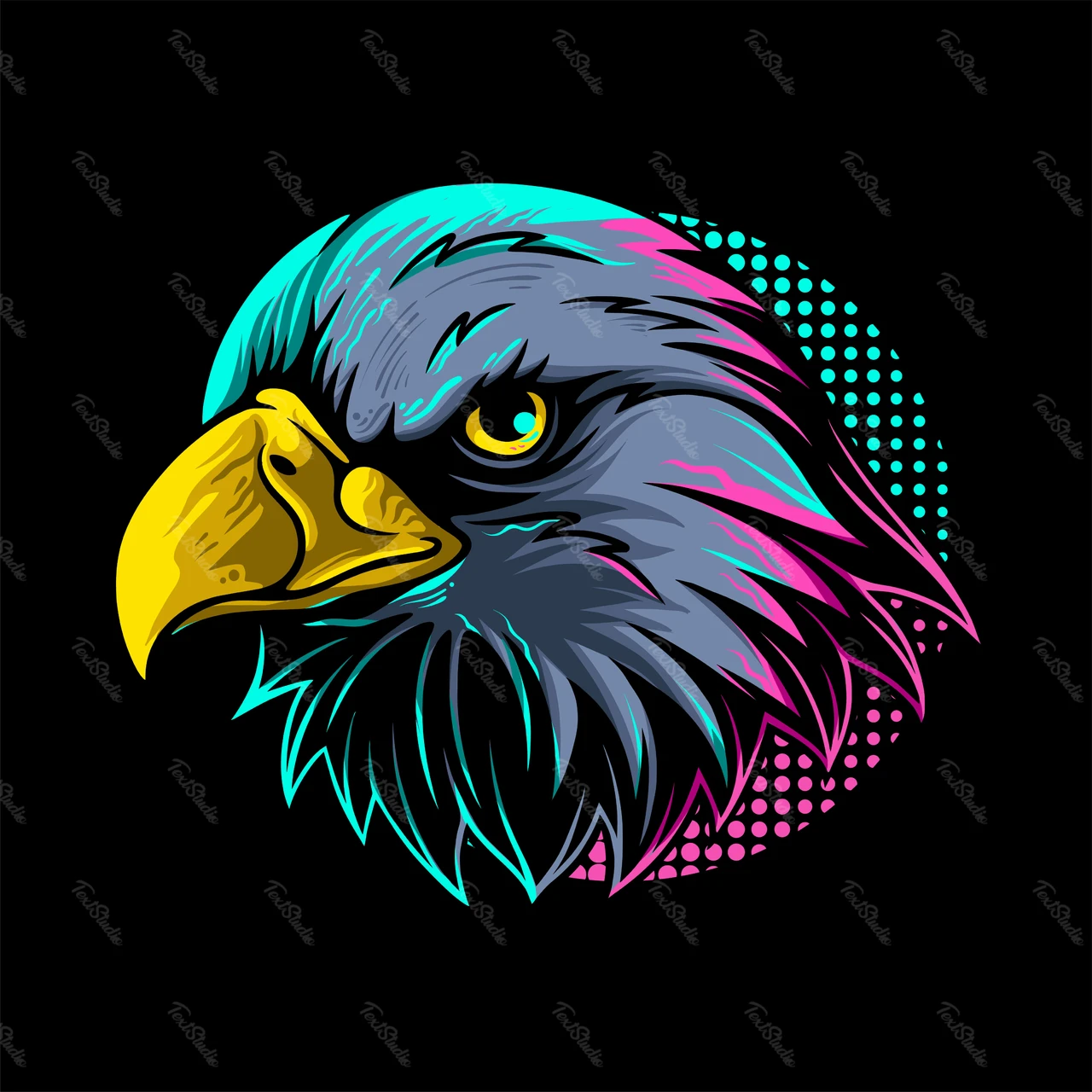 Vibrant Pop Art Eagle Illustration