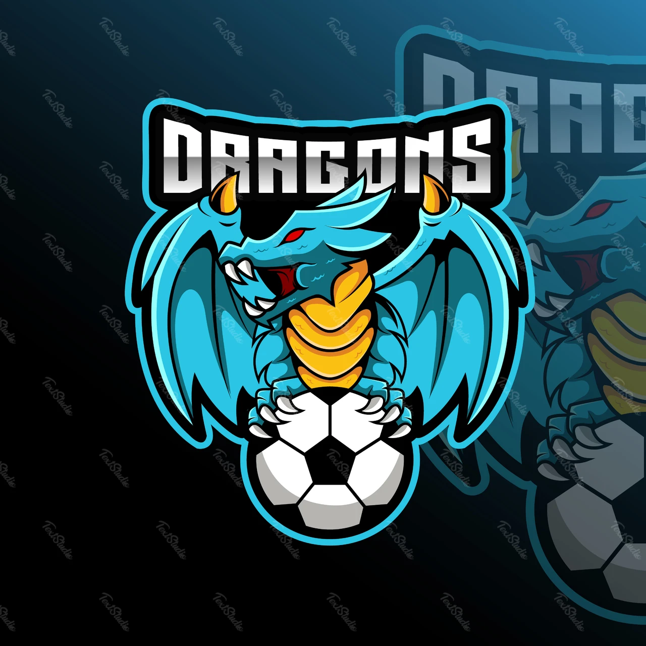 Design do logotipo do mascote com um dragão