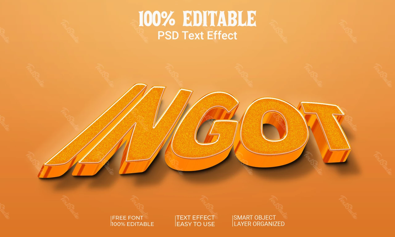 Effet texte 3d or lingot pailleté cuivre