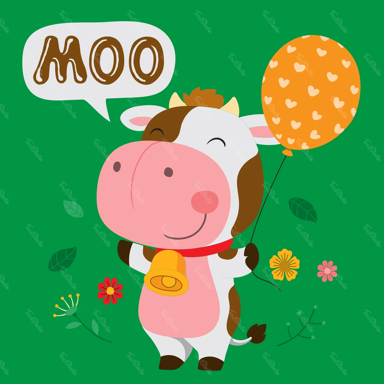 Cartoon Style Cute Cow Illustration