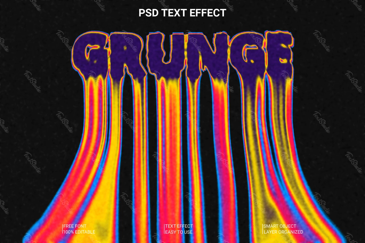 Efekt Grunge wyciekającej czcionki w stylu kwasowym
