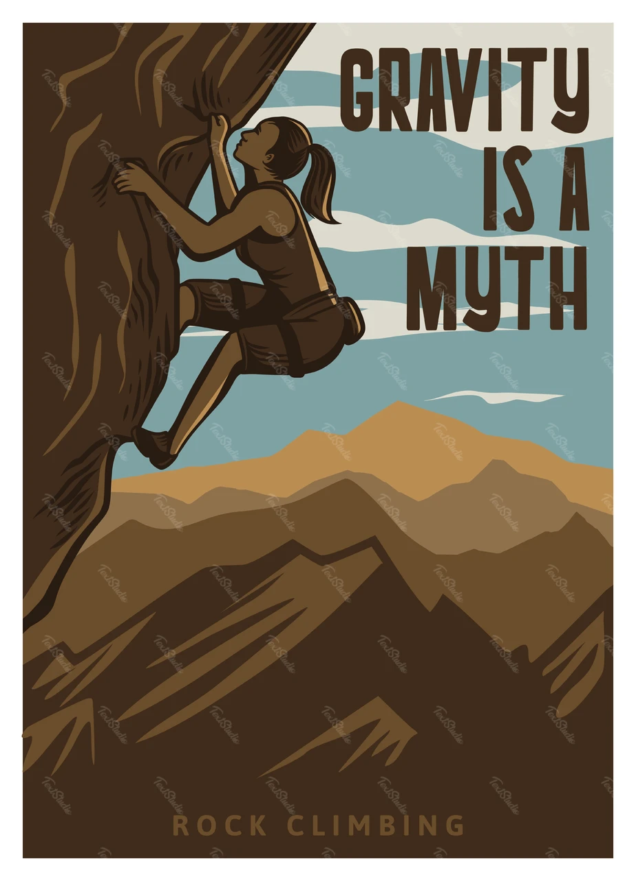 Poster zum Klettern im Vintage-Stil