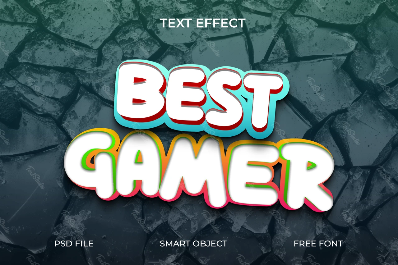 Effet de texte 3d de style cartoon pour les joueurs