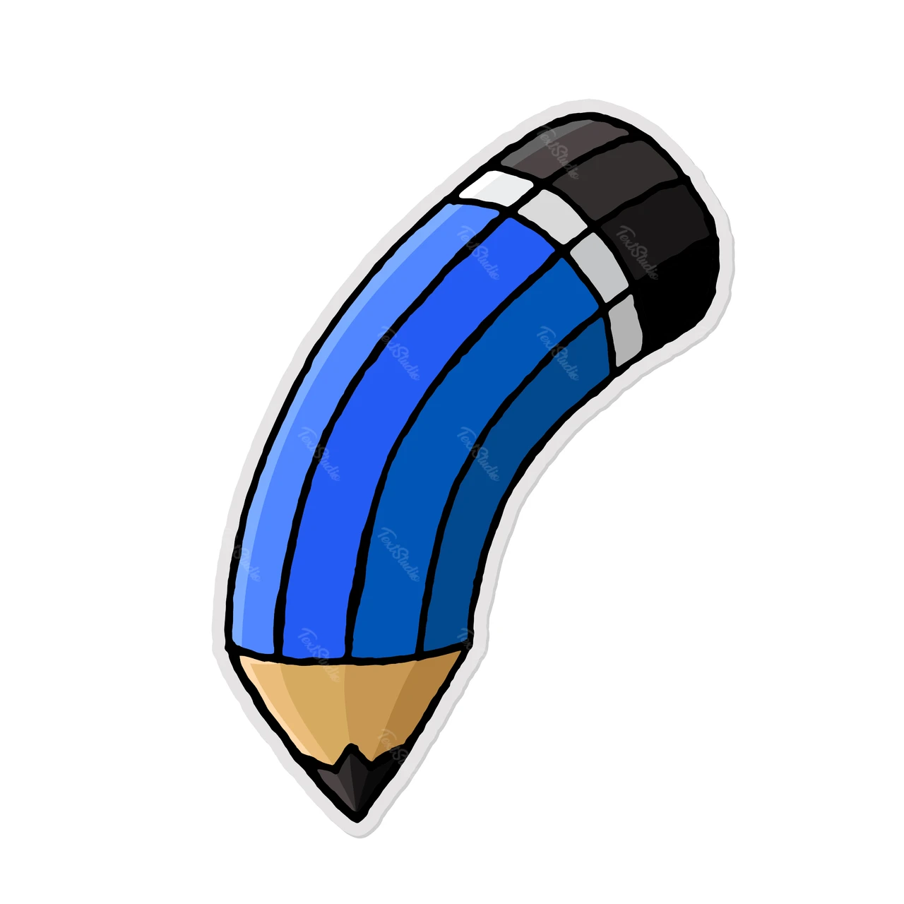 Cartoon Style Blue Pencil Illustration