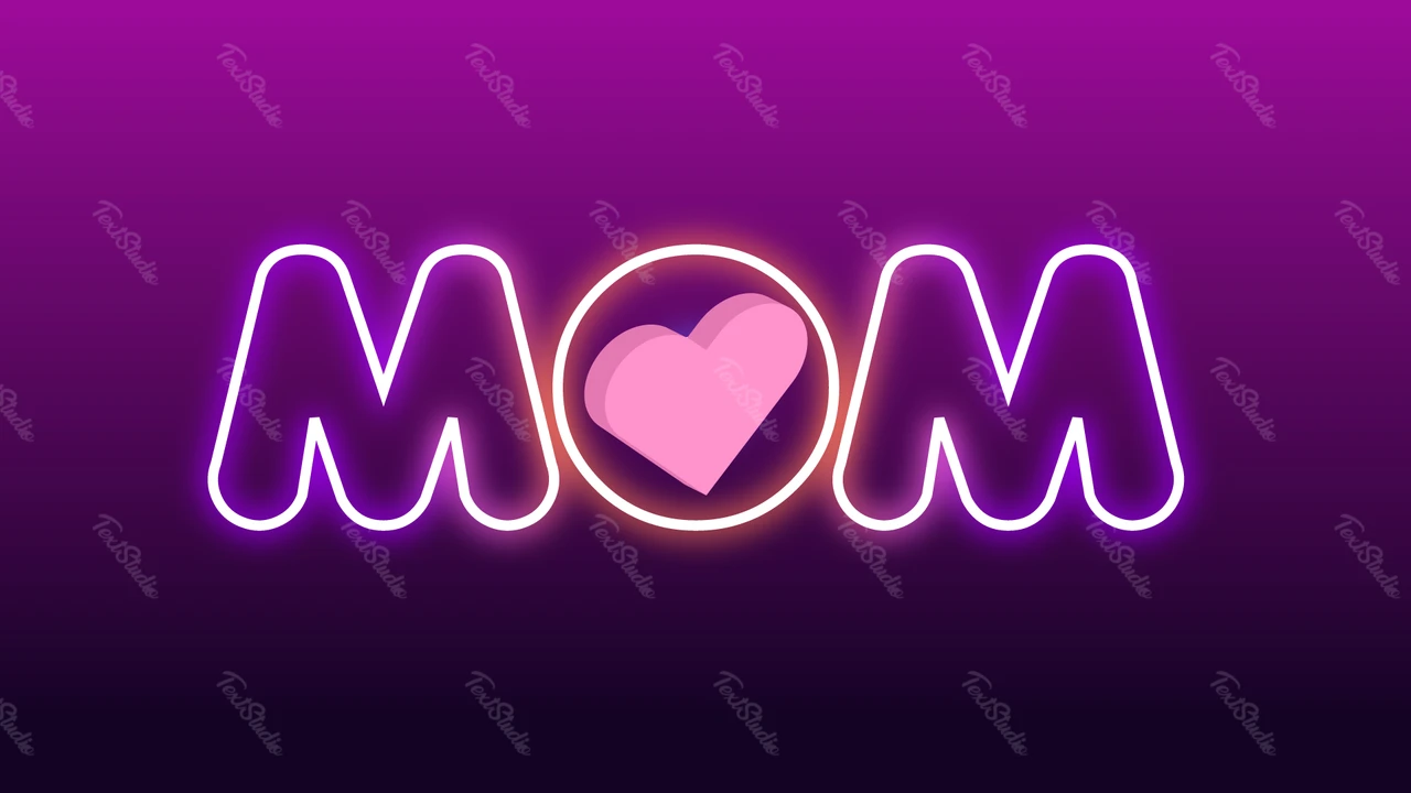 Efeito de texto de coração neon