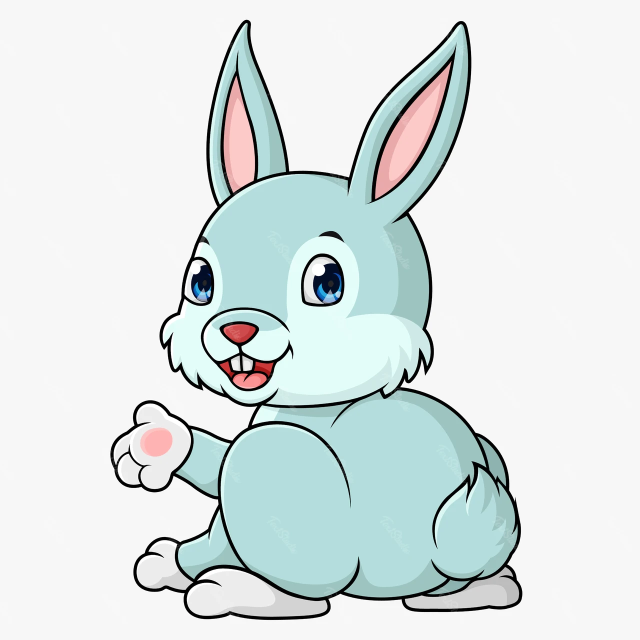 Cartoon Style Blue Bunny Illustration