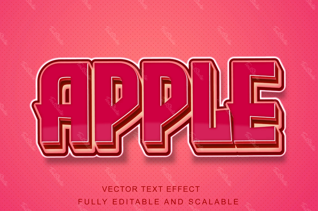 Pink apple arcade 3d font style effect