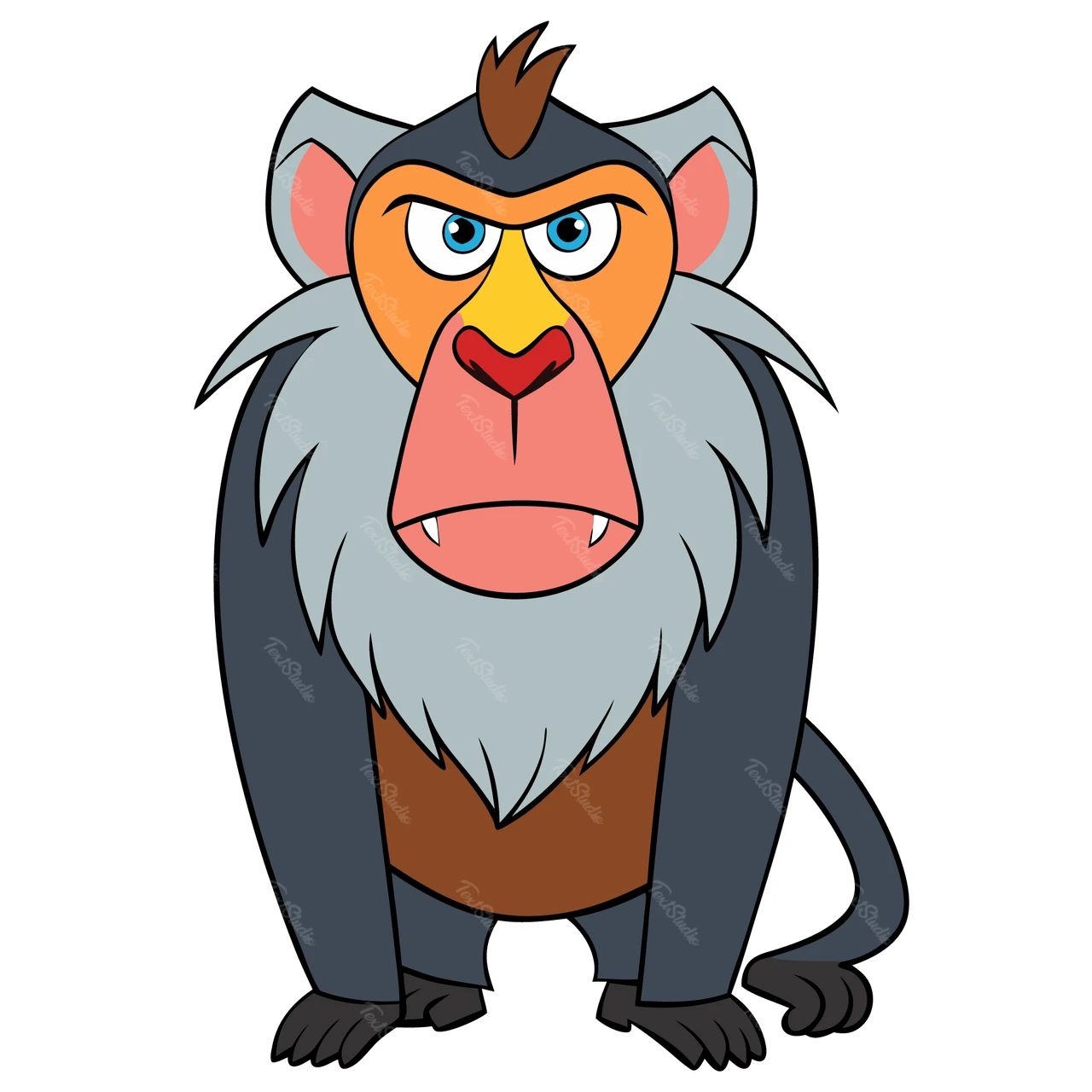 Ilustração de personagem babuíno em estilo cartoon