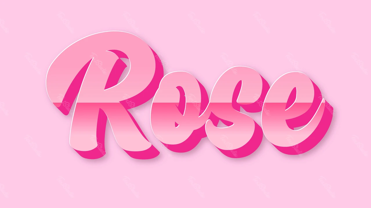 Efeito de texto 3d rosa brilhante