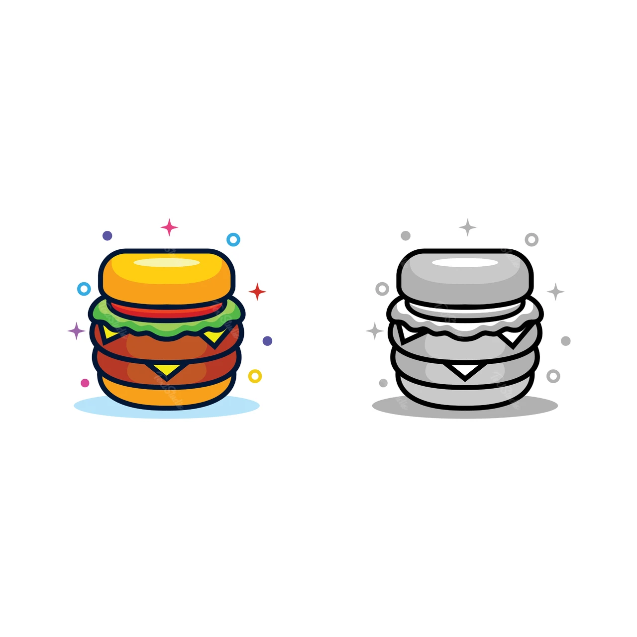 Flat Illustration of a Burger Icon