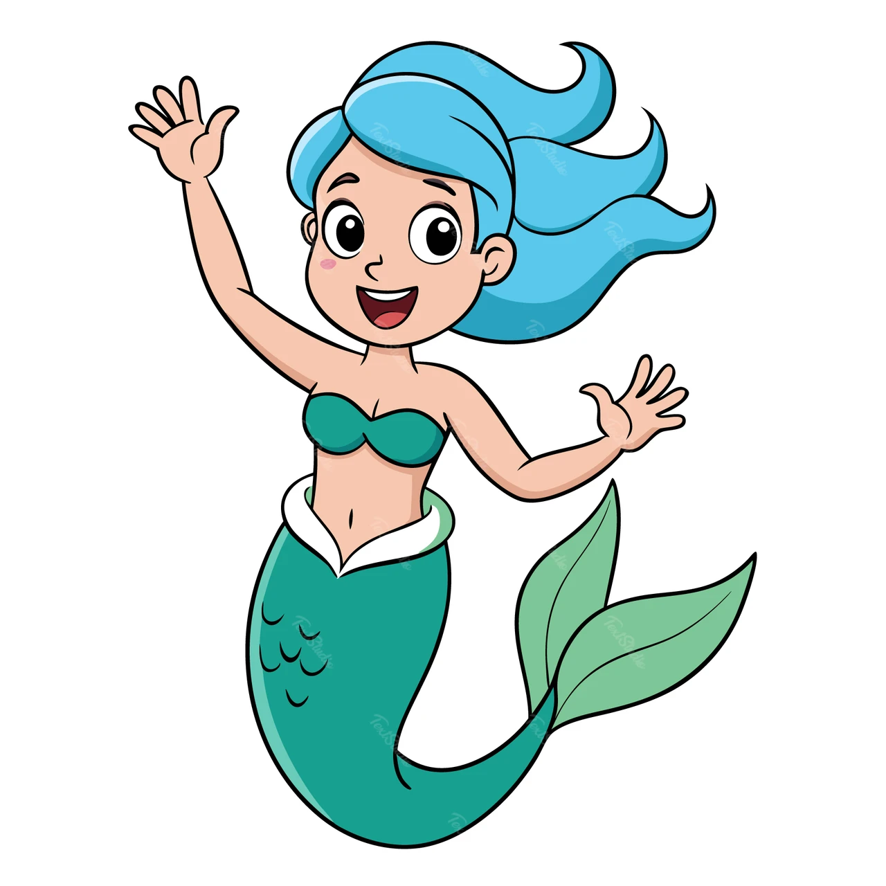 かわいい漫画の人魚のキャラクターイラスト