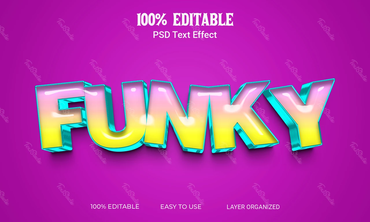 Funky rommelig glanzend 3d teksteffect