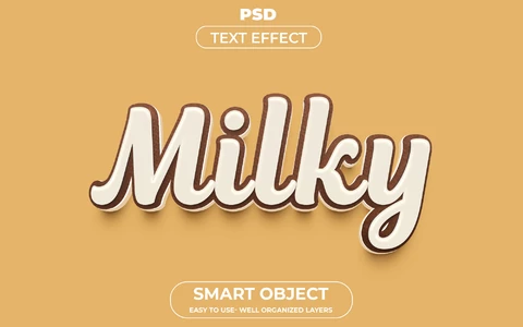 PSD Efeito de texto 3d leitoso