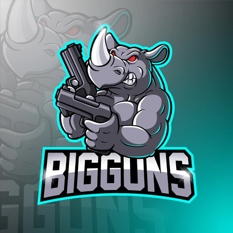 EPS,JPG Mascot Logo Design with Rhino Holding Gun