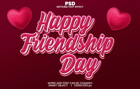 PSD Efecto de texto Feliz día de la amistad