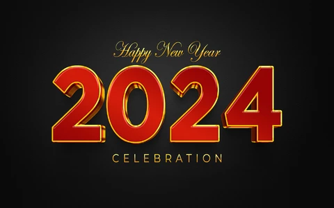 PSD Frohes neues Jahr 2024 Text-Effekt