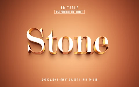 PSD Metallic Stone 3D Text Effect