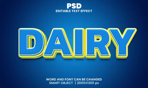 PSD Efeito de texto de laticínios