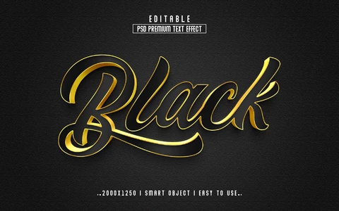 PSD Effet de texte noir et or