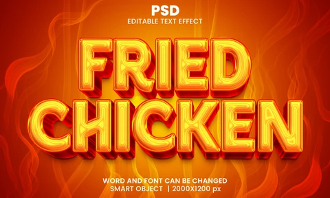 PSD Fried Chicken Flame 3D Text Effect
