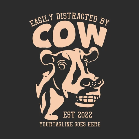 EPS,JPG Vintage Typography with Cow Illustration