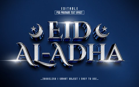 PSD Efecto de texto Eid al-adha