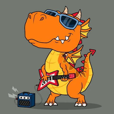 EPS,JPG Cartoon Style Dragon Playing Guitar