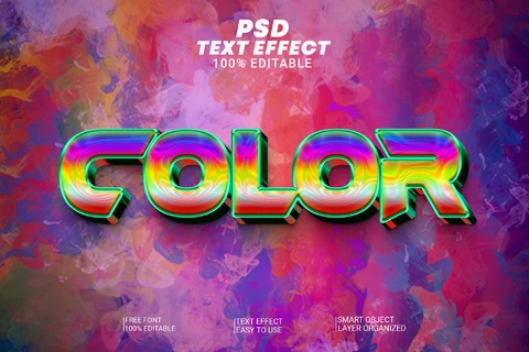 PSD Color Bright Gradient Glossy 3D Text Effect