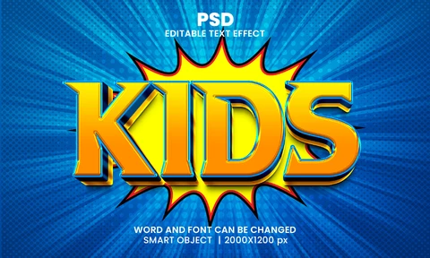 PSD Kids boom 3d teksteffect