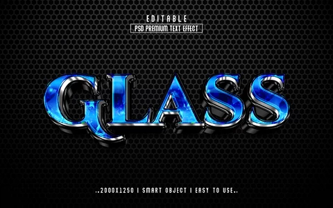 PSD Blue Glass Text Effect
