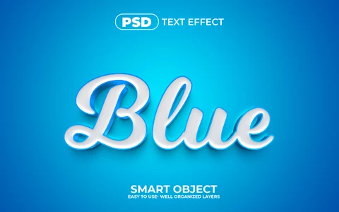 PSD Blue White 3D Text Effect