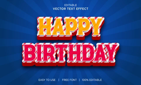 EPS Efecto de texto Feliz cumpleaños
