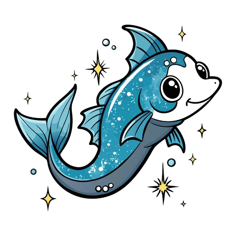 AI,JPG Cute Cartoon Fish Illustration