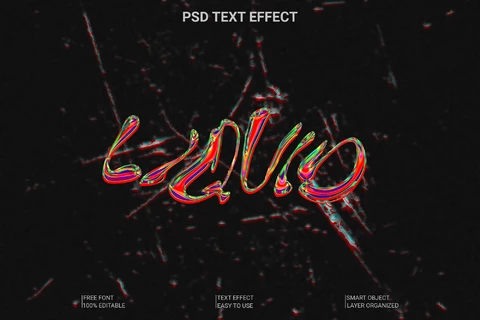 PSD Efecto de texto líquido