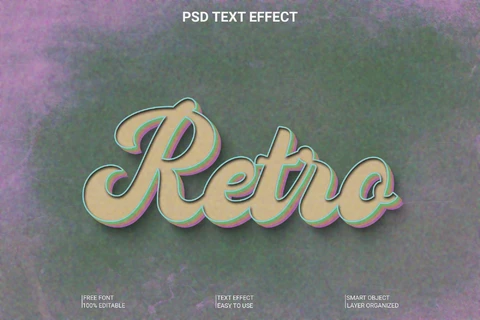 PSD Retro Dreamy 3D Font Style Effect