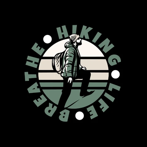 EPS,JPG Vintage Hiking Adventure Emblem