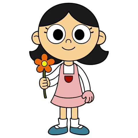 AI,JPG Cartoon Character with Flower Illustration