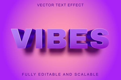EPS Purple vibes zen 3d font style effect